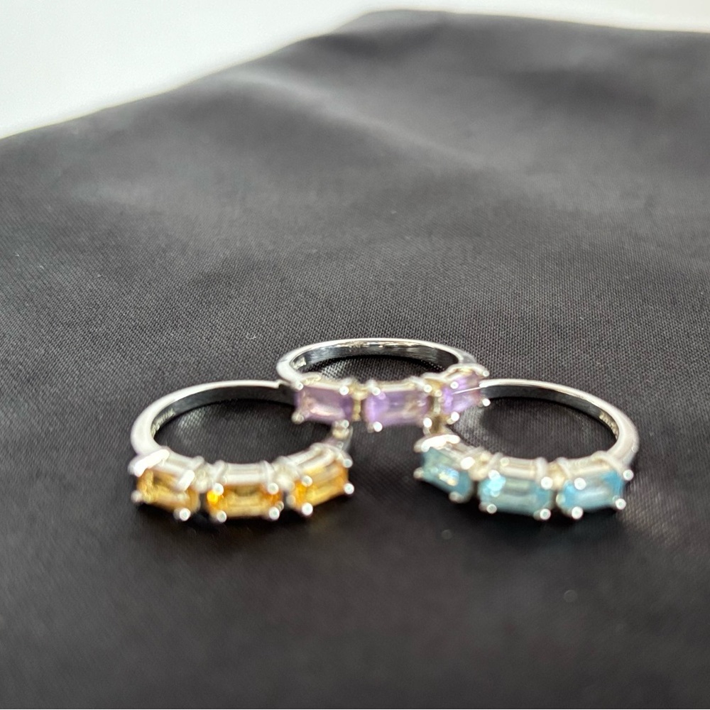 Stack Sterling Silver & Gemstone Ring Set - image 5
